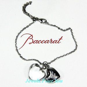 BACCARAT JEWELRY B MINE BABY COEUR CLEAR HEART BRACELET .925 SILVER FRANCE NEW